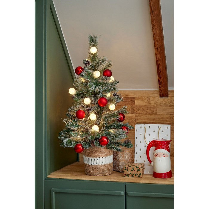 Alberello di natale con pigne, decorazioni e luci a LED 90 cm