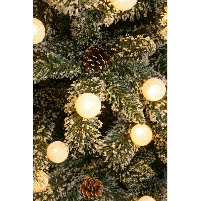 Alberello di natale con pigne, decorazioni e luci a LED 90 cm