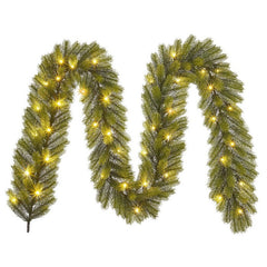 Ghirlanda verde in PE con LED bianco caldo 270 cm