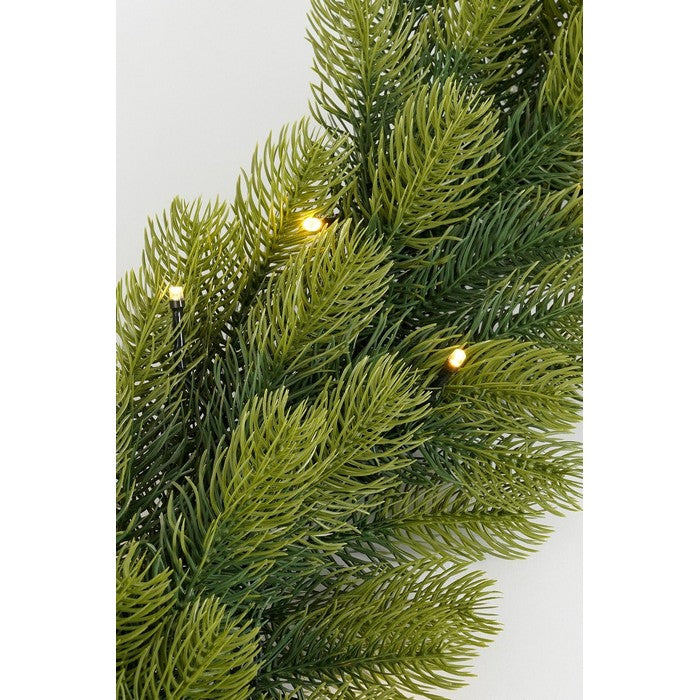 Ghirlanda verde in PE con LED bianco caldo 270 cm