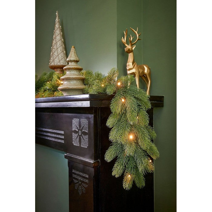 Ghirlanda verde in PE con LED bianco caldo 270 cm