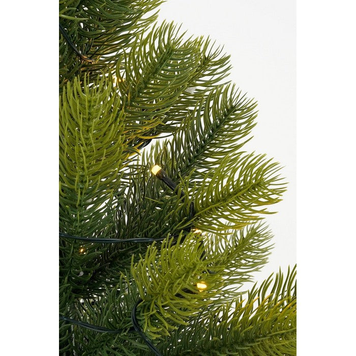 Alberello di Natale verde con base in juta e LED bianco caldo 60 cm