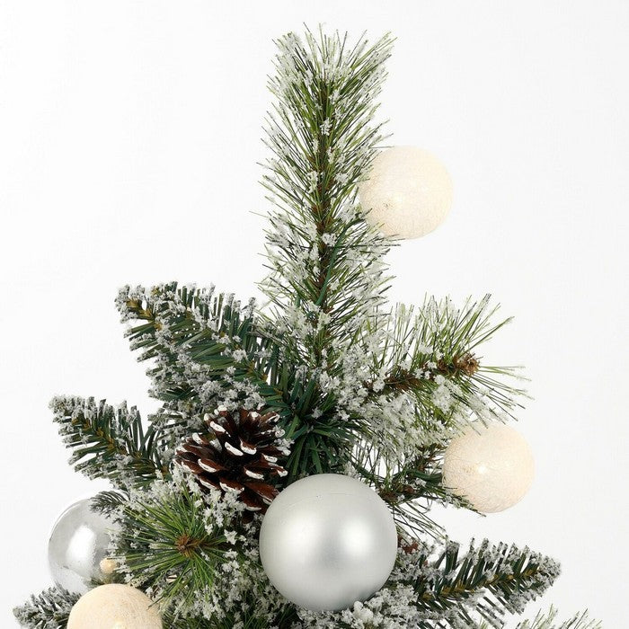 Alberello di Natale con decorazioni, juta e LED bianco caldo 60 cm