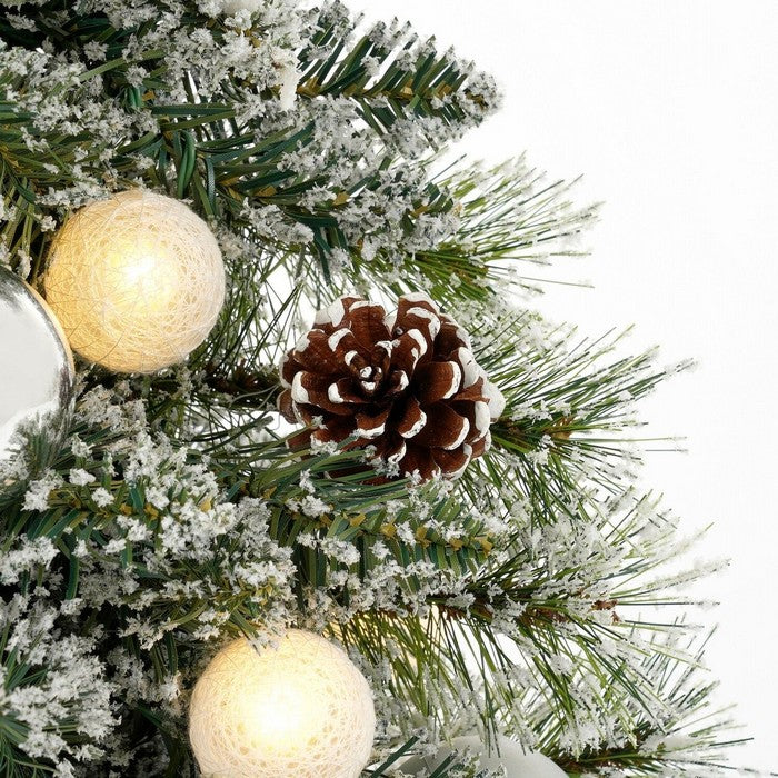Alberello di Natale con decorazioni, juta e LED bianco caldo 60 cm