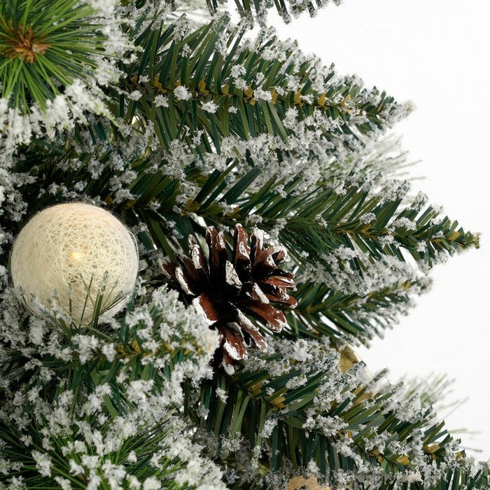 Alberello di Natale con decorazioni, juta e LED bianco caldo 90 cm