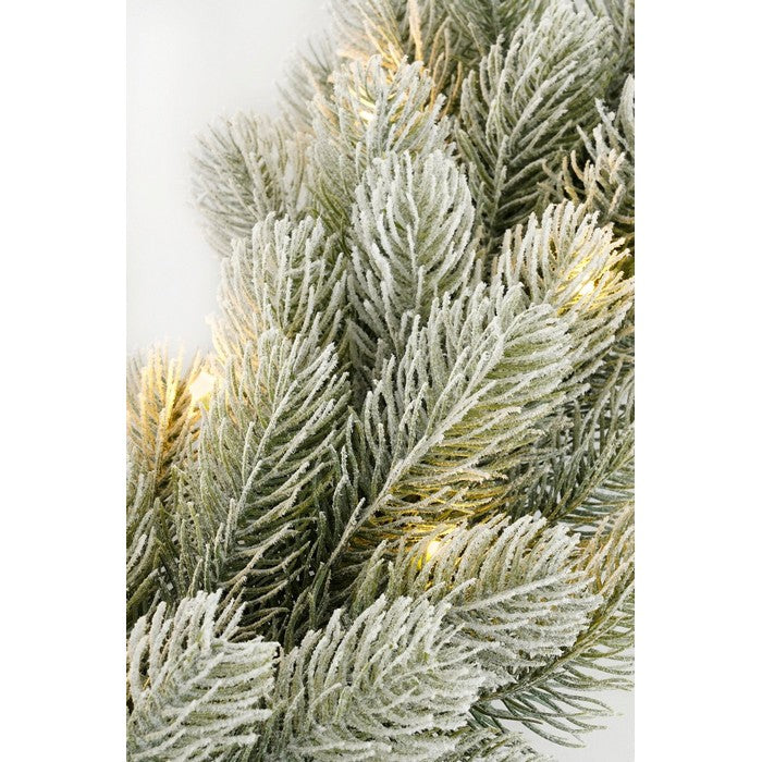 Ghirlanda verde innevata in PE con LED bianco caldo 270 cm