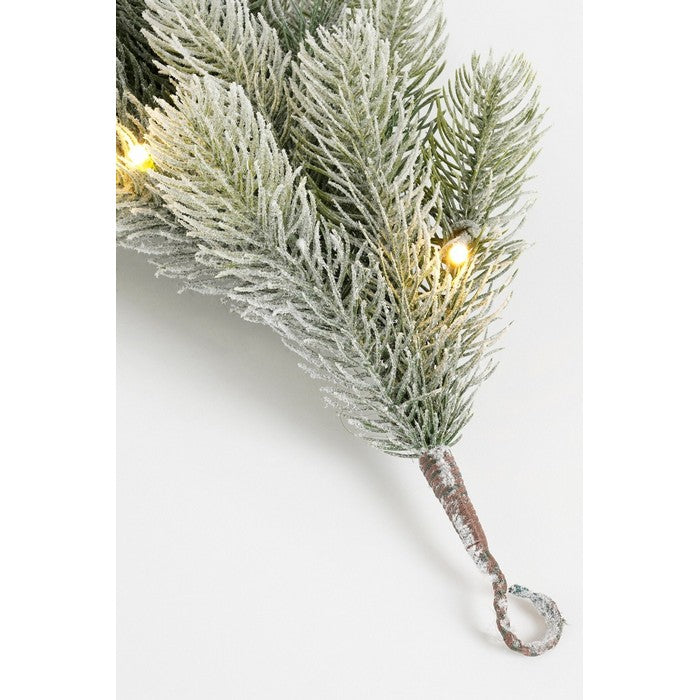 Ghirlanda verde innevata in PE con LED bianco caldo 270 cm