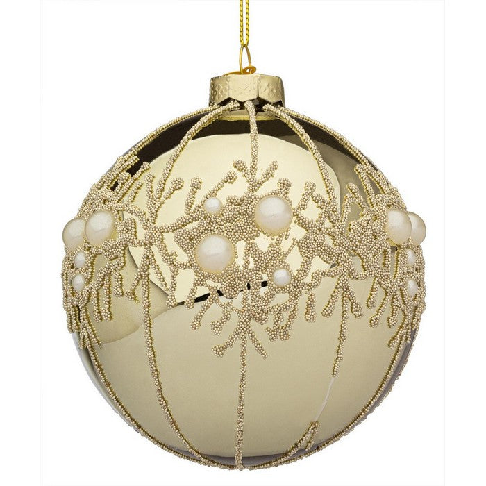 Palla di Natale in vetro con glitter e perline - Gem