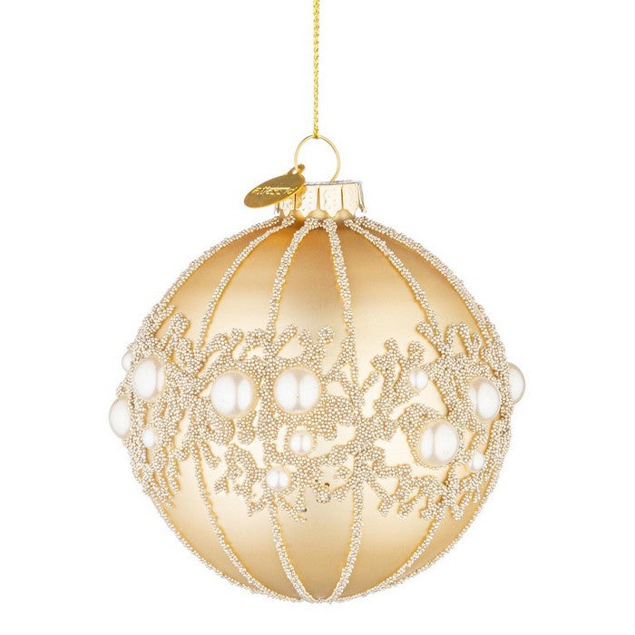 Palla di Natale in vetro con glitter e perline - Gem