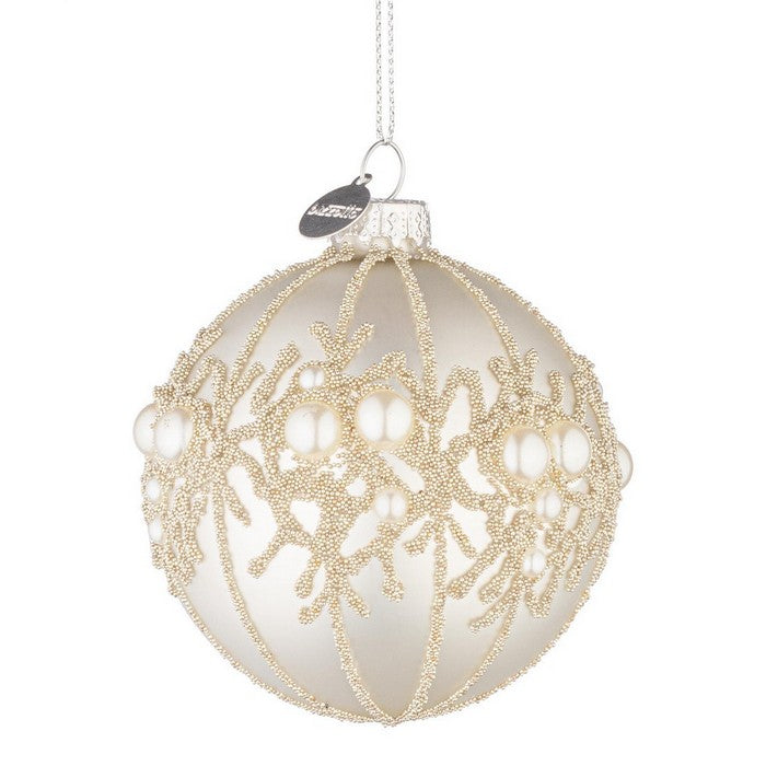 Palla di Natale in vetro con glitter e perline - Gem