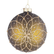 Palla di Natale in vetro con glitter oro e punti luce - Florid
