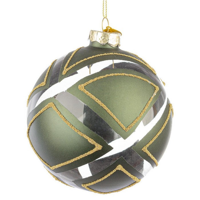 Palla di Natale in vetro trasparente con decori colorati e oro - Shadow