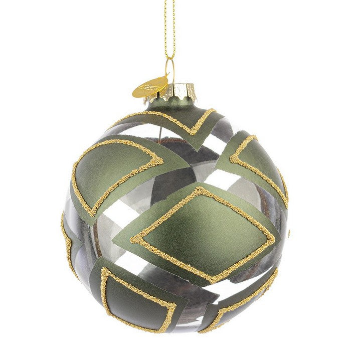 Palla di Natale in vetro trasparente con decori colorati e oro - Shadow