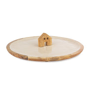 Vassoio tondo con casetta in legno di mango 29 cm - Thuile