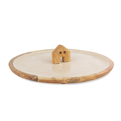 Vassoio tondo con casetta in legno di mango 29 cm - Thuile