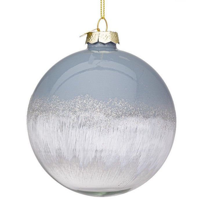 Palla di natale in vetro grigio e bianco - Elegance