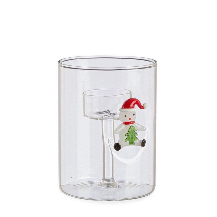 Porta candela in vetro con decoro 12 cm - Lavish