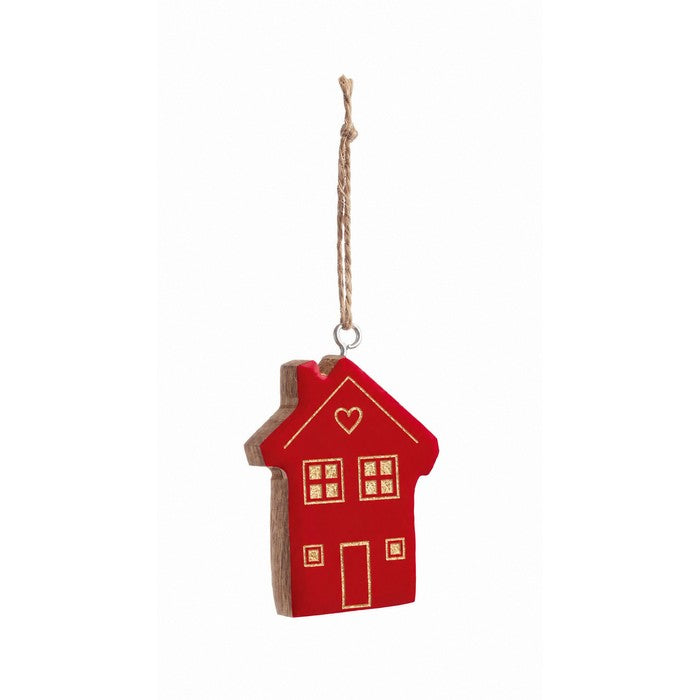 Pendaglio per decorazione natailizia in legno con casa - Grace