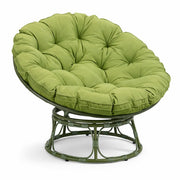 Poltrona relax rotonda da giardino con cuscino in metallo e vimini - Moon