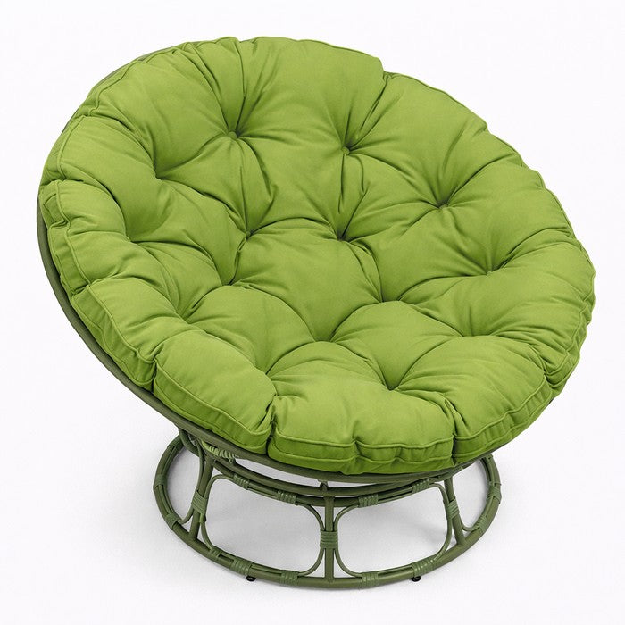 Poltrona relax rotonda da giardino con cuscino in metallo e vimini - Moon