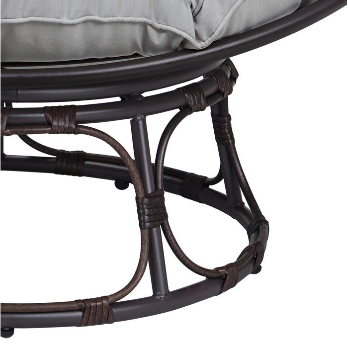 Poltrona relax rotonda da giardino con cuscino in metallo e vimini - Moon - BEST - 64582793527674