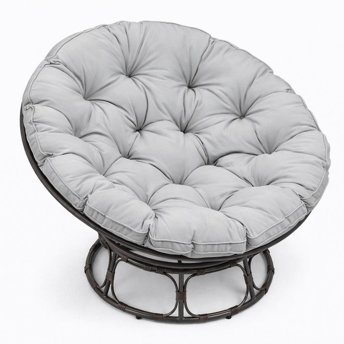 Poltrona relax rotonda da giardino con cuscino in metallo e vimini - Moon