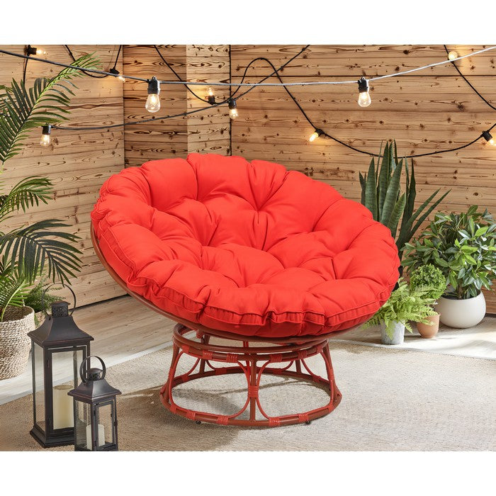 Poltrona relax rotonda da giardino con cuscino in metallo e vimini - Moon - BEST - 64582799688058