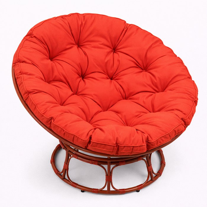 Poltrona relax rotonda da giardino con cuscino in metallo e vimini - Moon