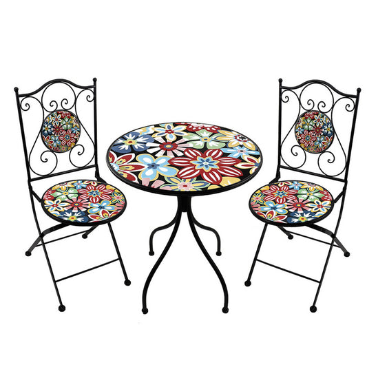 Set tavolo con sedie pieghevoli in metallo con mosaico - Sanremo - BEST - 64871775011194