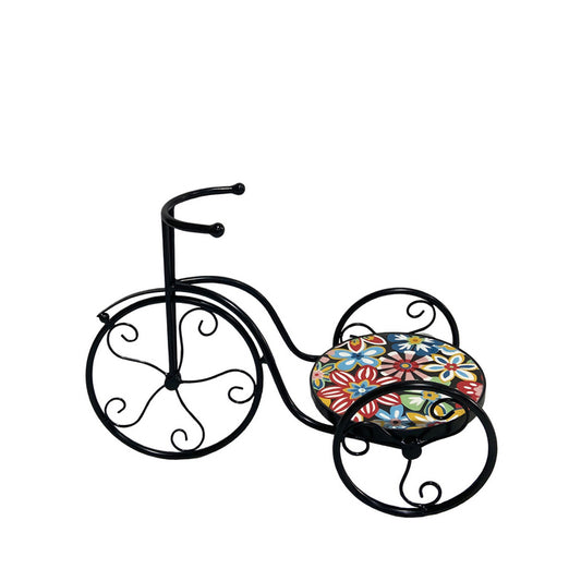 Bicicletta porta vaso in metallo, con decorazione mosaico - Sanremo - BEST - 