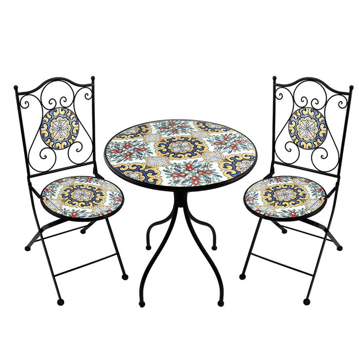 Set tavolo con sedie pieghevoli in metallo con mosaico - Caltagirone - BEST - 64871787102586