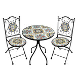 Set tavolo con sedie pieghevoli in metallo con mosaico - Caltagirone