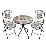 Set tavolo con sedie pieghevoli in metallo con mosaico - Caltagirone