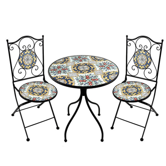 Set tavolo con sedie pieghevoli in metallo con mosaico - Caltagirone - BEST - 64871787331962