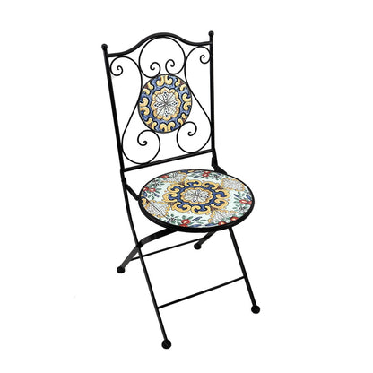 Set tavolo con sedie pieghevoli in metallo con mosaico - Caltagirone