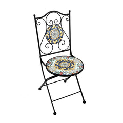 Sedia pieghevole in metallo con mosaico - Caltagirone