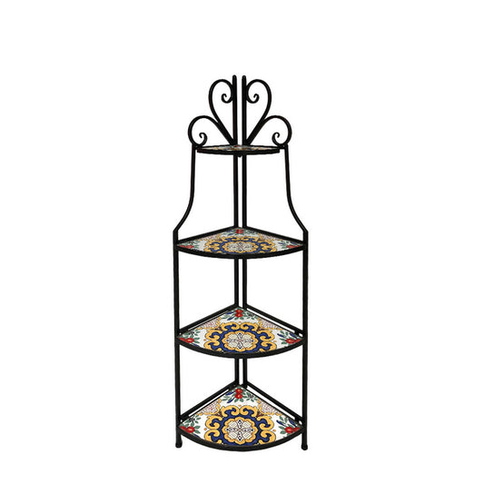 Scaffale angolare in metallo con 3 ripiani mosaico - Caltagirone - BEST - 