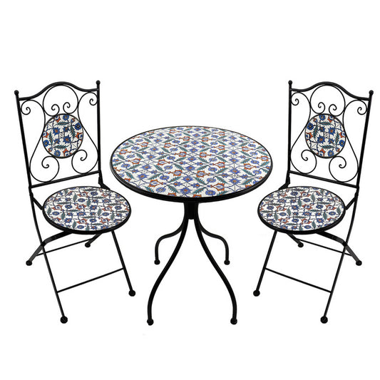 Set tavolo con sedie pieghevoli in metallo con mosaico - Elba - BEST - 64871801684346