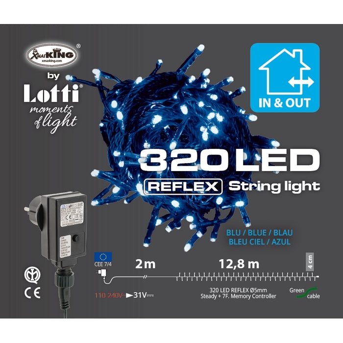 Catena lineare di 320 luci a LED per decorazione natalizia