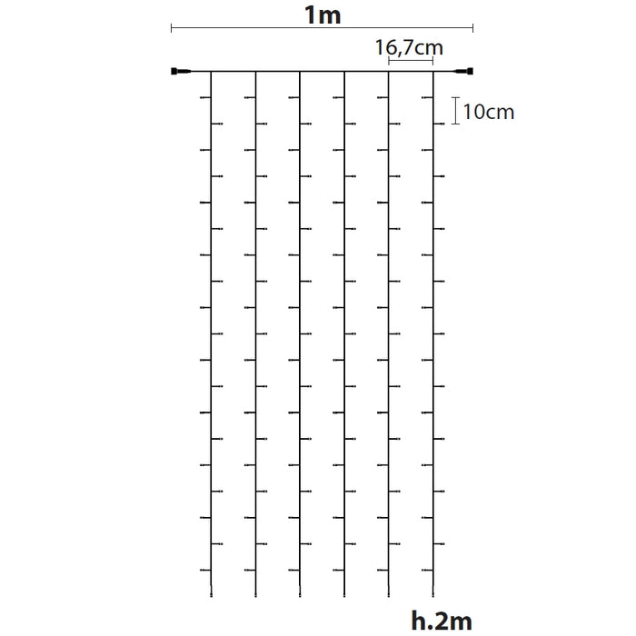 Tenda a LED luminosa 100 cm 120 LED - Smart Connect
