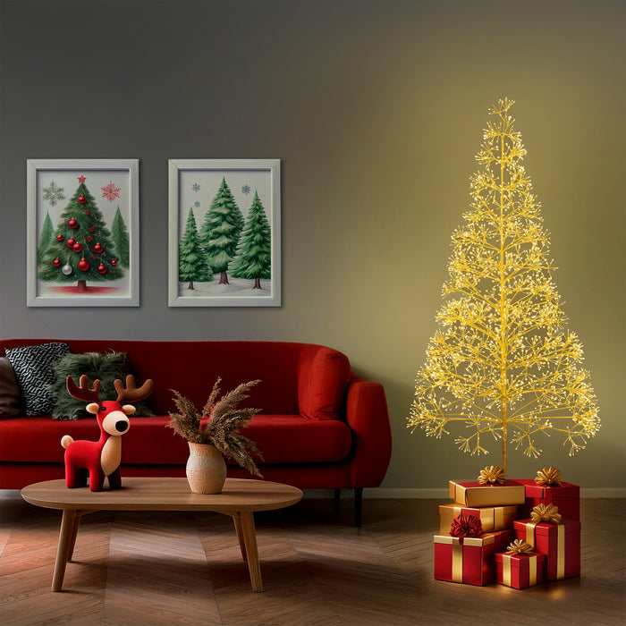 Albero di Natale Abete in metallo con 3000 luci a LED 210 cm