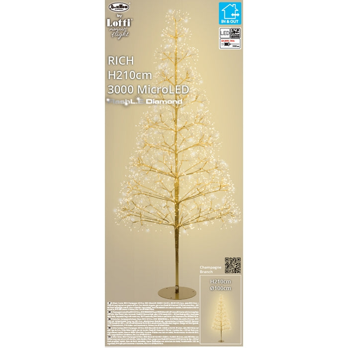 Albero di Natale Abete in metallo con 3000 luci a LED 210 cm
