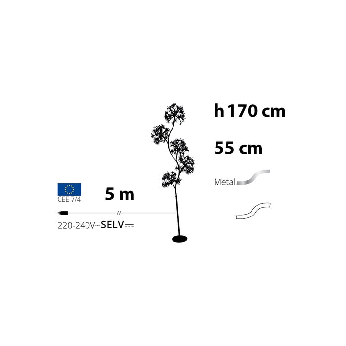 Albero con 5 sfere bianco con MicroLED 170 cm - Rich