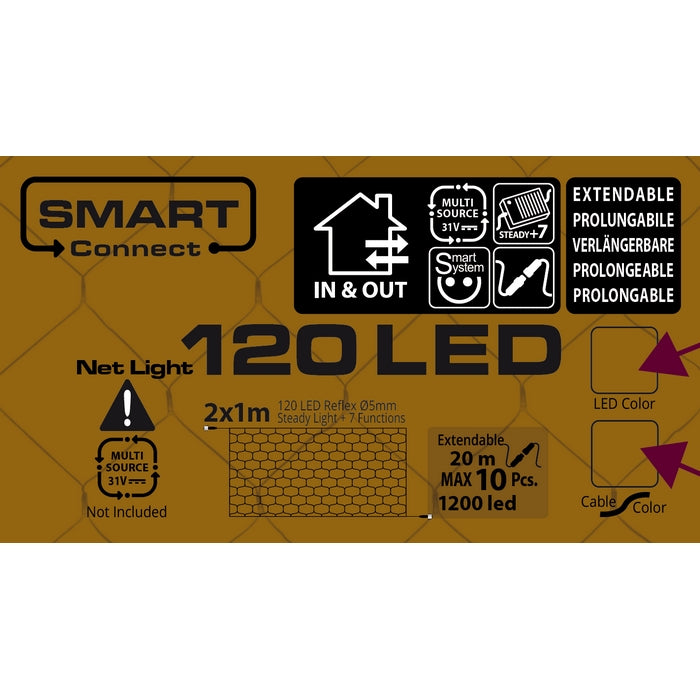 Rete di luci con 120 LED per decorazione 200x100 cm - Smart connect