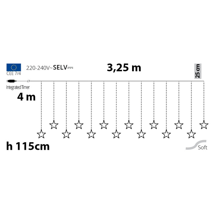 Tenda luminosa con stelle 325 cm - Ice Star