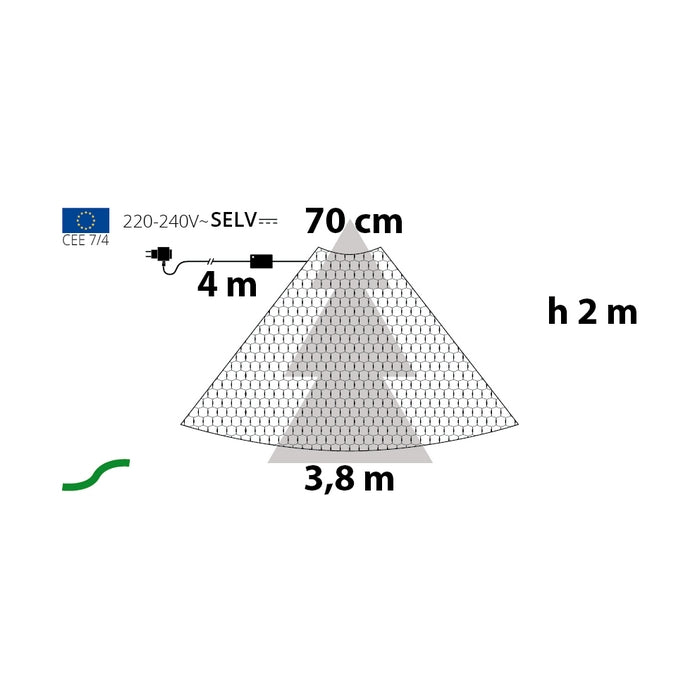 Rete di luci a mantello con 195 LED per albero di natale