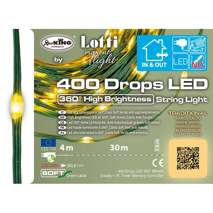 Catena lineare da 400 MicroLED a goccia 30 mt