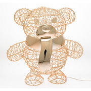 Orsetto in metallo dorato con luci a LED per decorazione natalizia 27 cm