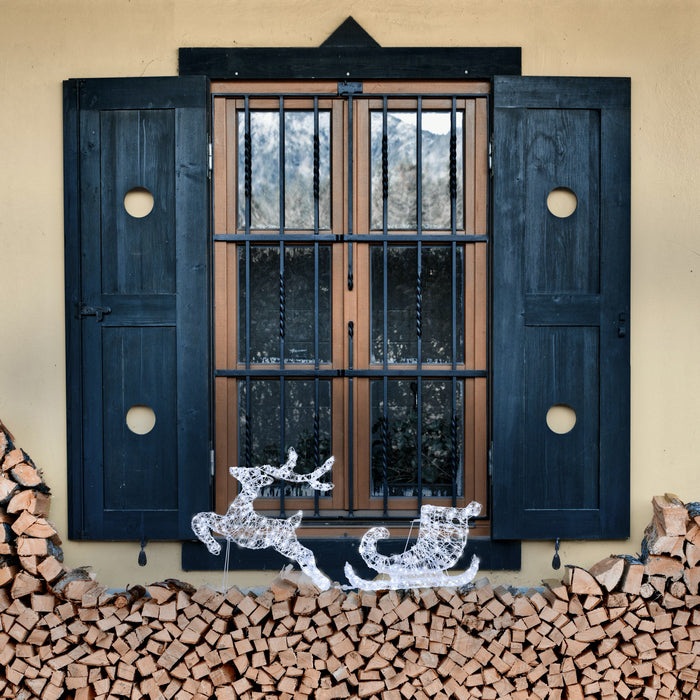 Renna galoppante a LED per decorazione natalizia 65 cm