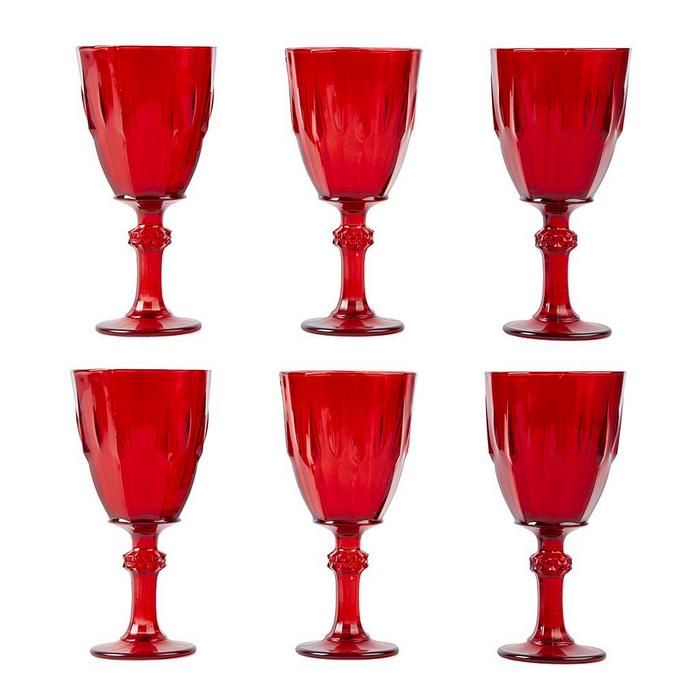 Set 6 calici natalizi rossi in vetro 200 ml